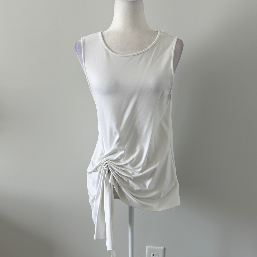 Express White Ruched Side Tie Tank - Picture 2 of 4
